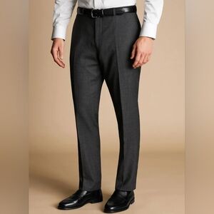 Charles Tyrwhitt 100% Wool Grey Birdseye Trousers 36R